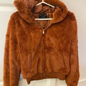 Burnt orange faux fur jacket